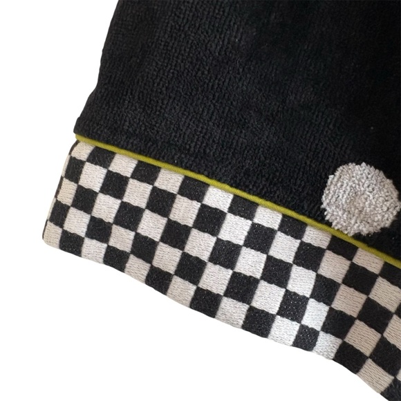 Rare Mackenzie Childs Multipattern Black Polkadot Check Cotton Bath Robe Sz S - Picture 3 of 7